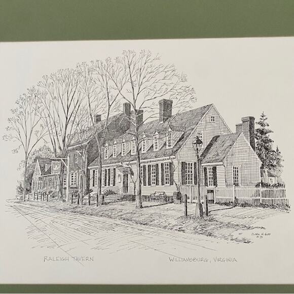 Vintage Clark M. Goff Raleigh Tavern Williamsburg, Virginia '73 Matted Print - Picture 7 of 12